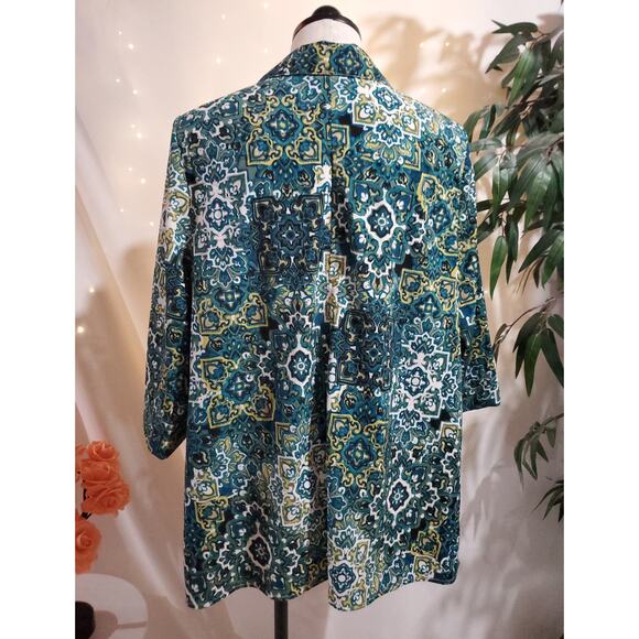Catherines Mandala Button Up 1/2 Sleeve Top Womens Plus Size 2X Paisley Boho - Picture 3 of 12